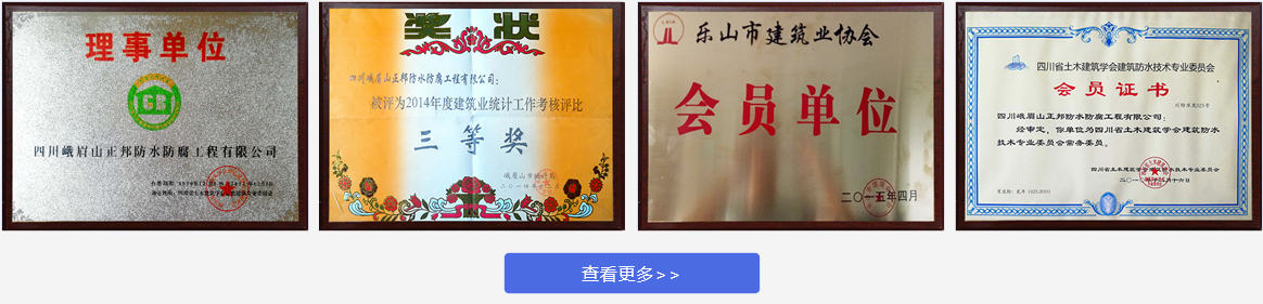 正邦防水荣誉资质